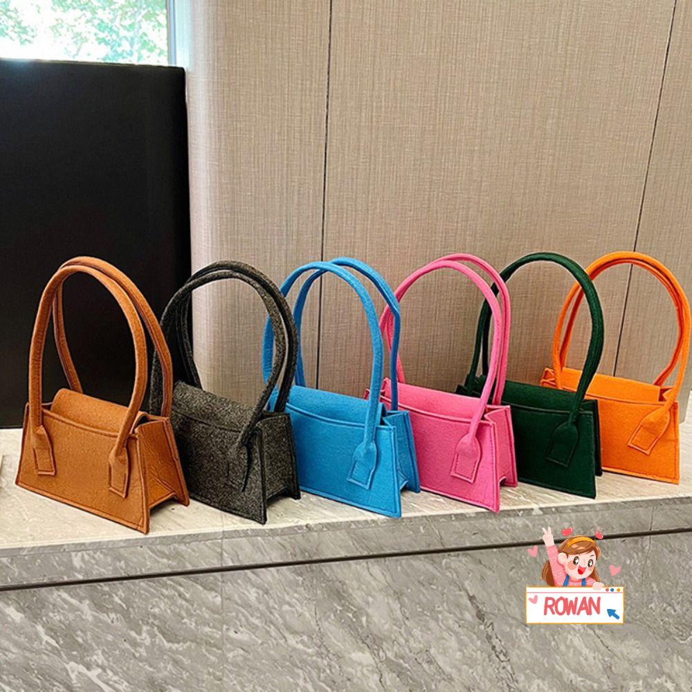 ROWANS Túi Xách Đeo Dưới Cánh Tay Hình Vuông Bằng Vải Nỉ Cổ Điển Cho Nữ