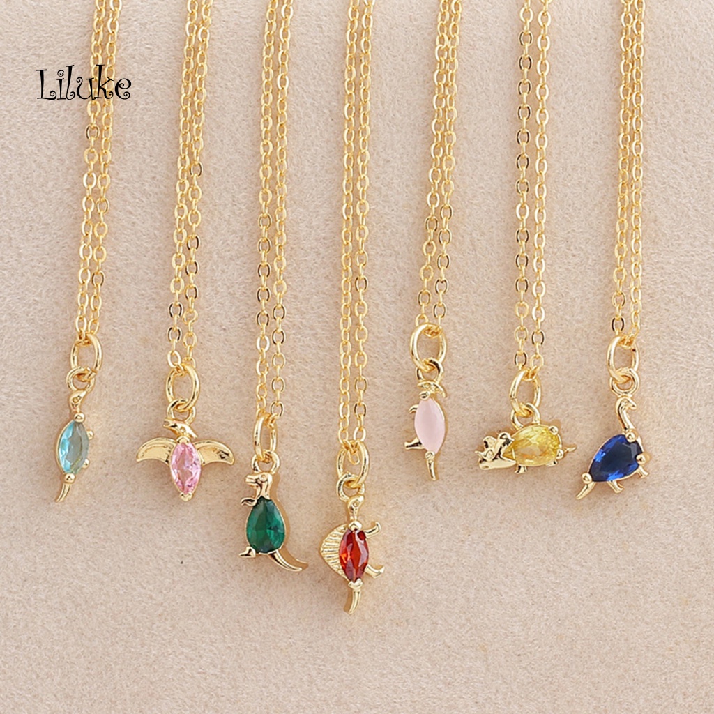 Vòng cổ Hợp Kim Trang Trí Mặt Hình Khủng Long Đính Đá Xinh Xắn Cho Nữ