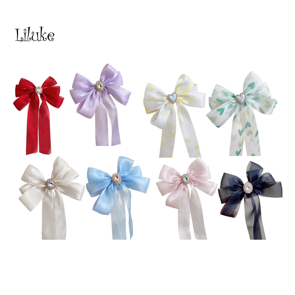 Kẹp Tóc Nơ Lớn Đính Đá Lấp Lánh Thời Trang Cho Nữ