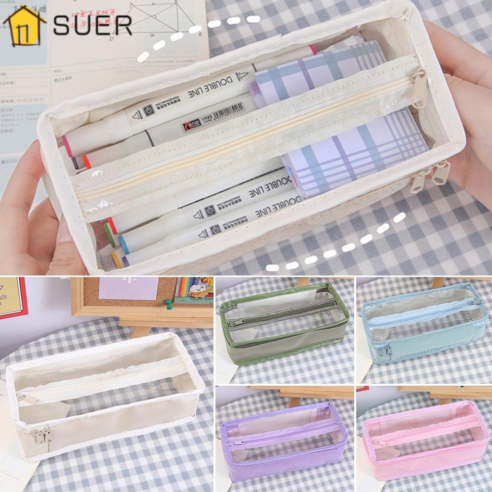 Túi Đựng Bút Hình Vuông Trong Suốt Chống Bụi Bẩn Tiện Dụng