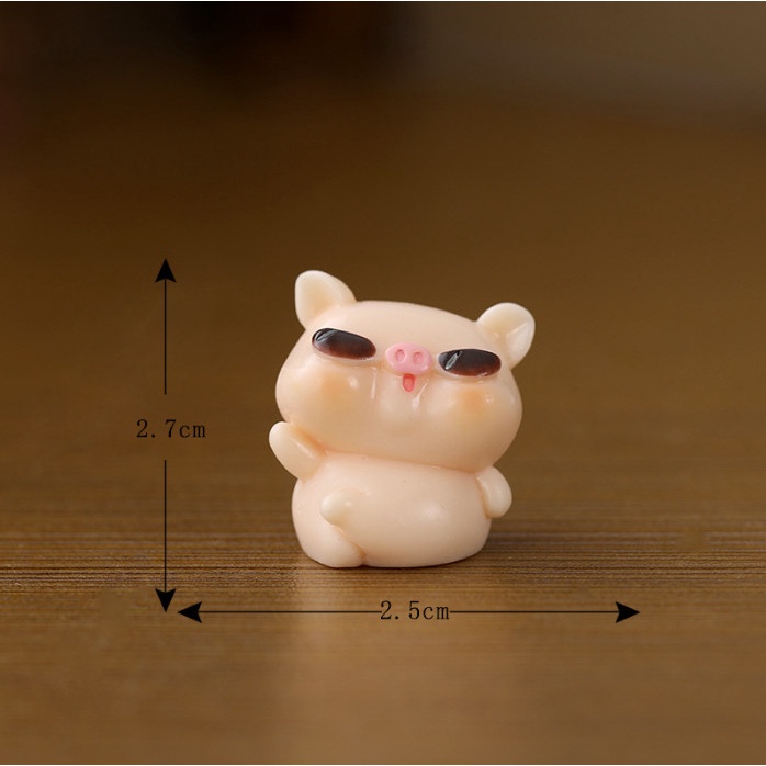 Mô hình gia đình chú heo con decor bàn học, terrarium, DIY