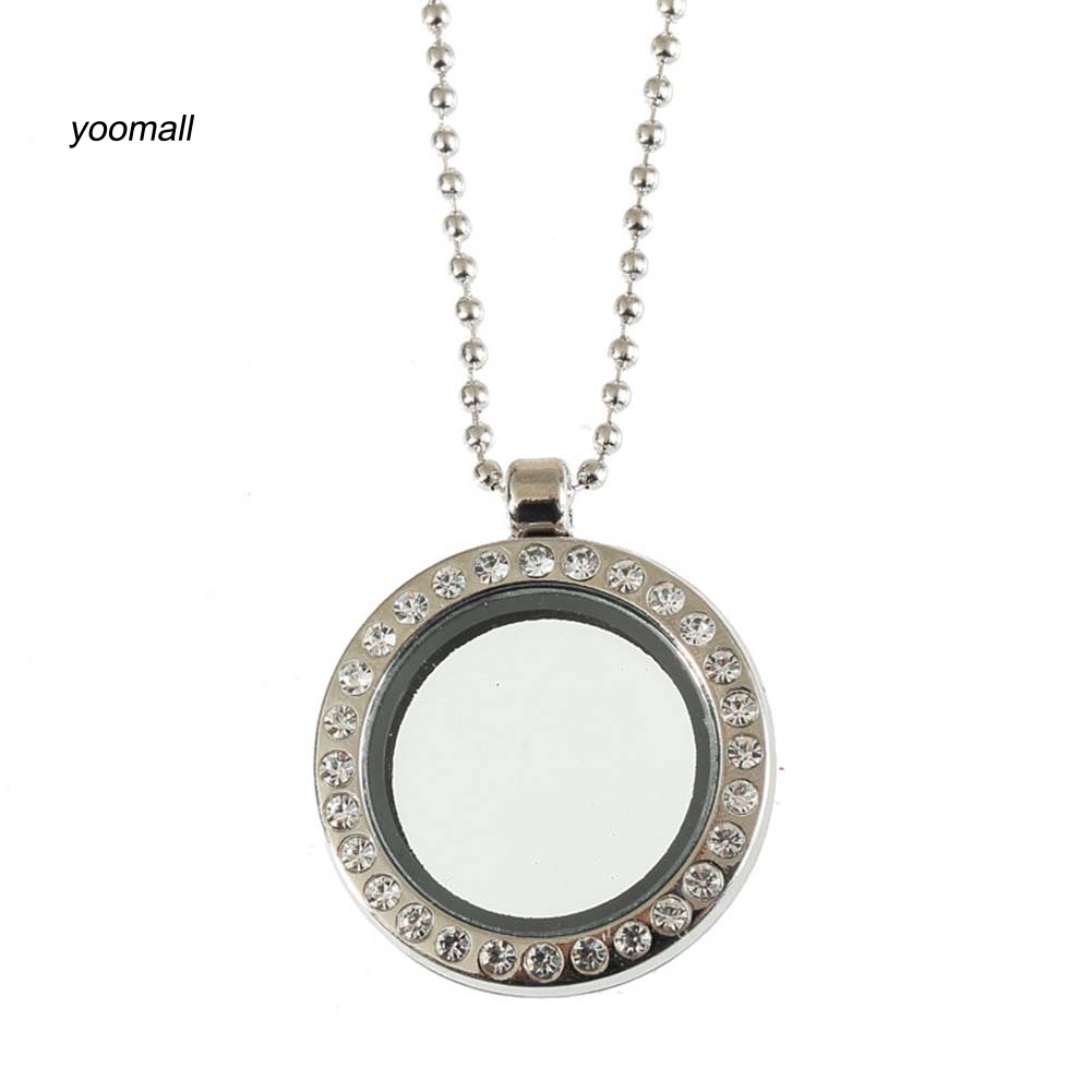 Vòng cổ Mặt Kính Tròn Đính Kim Cương Giả Cho Nữ