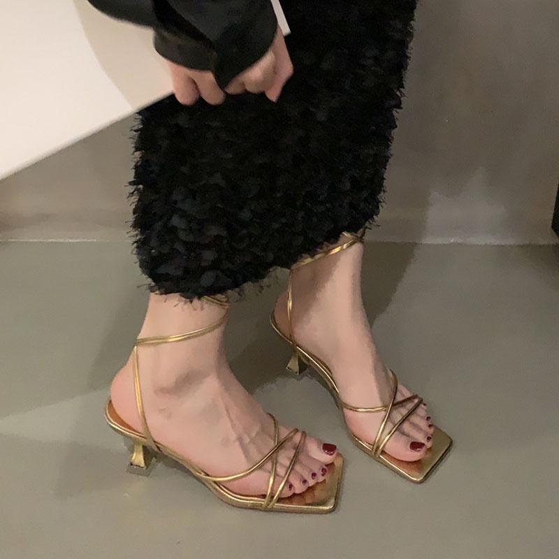 Sandal Cao Gót Hở Ngón Thiết Kế Mới Thời Trang Theo Phong Cách Pháp Cho Nữ