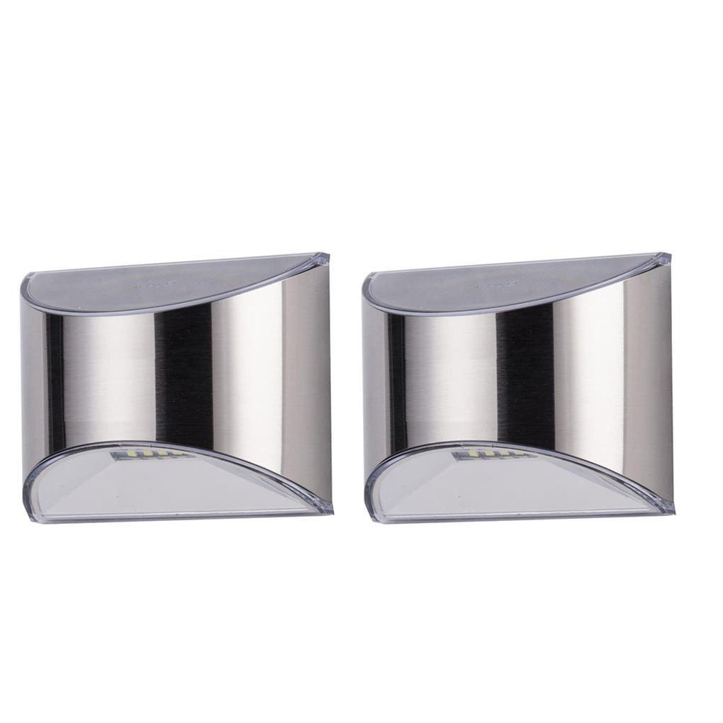 đèn led trang trí năng lượng mặt trời Set 2 Đèn Gắn Tường Sử Dụng Năng Lượng Mặt Trời Bằng Thép Không Gỉ