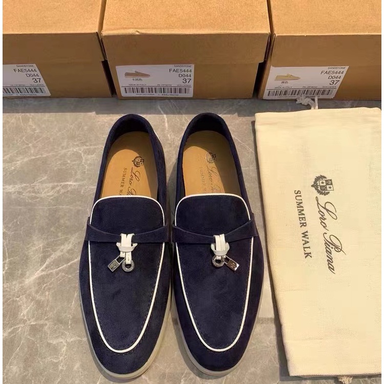 Giày Loro Piana Chính Hãng 100% Da Lộn Đế Mềm Phẳng Thoải Mái