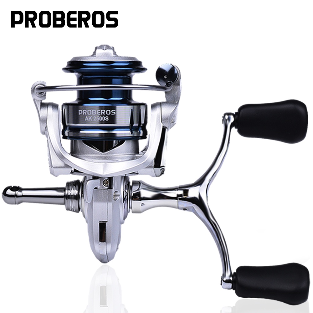 PROBEROS Tay Cầm Đôi Cuộn Dòng 1500-2500 Tay Cầm Trái Và Phải Có Thể Hoán Đổi Cho Nhau Câu Cá Biển, Máy Câu Kim Loại + Thanh Cân Bằng