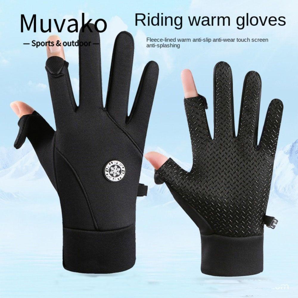 MUVAKO Găng Tay Lái Xe Lông Xù Ấm Áp Cá Tính Cho Nam