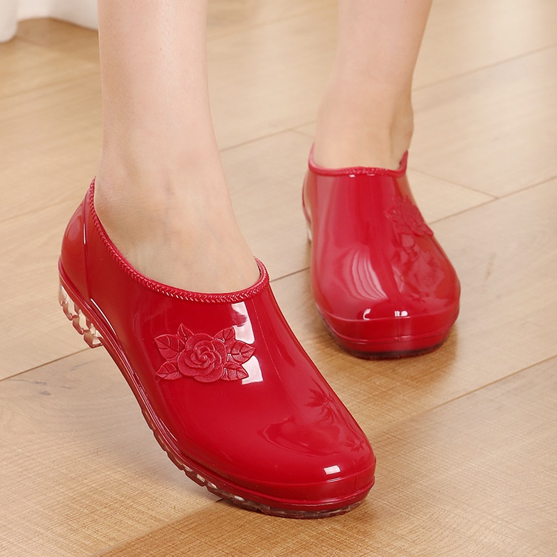 Giày Bốt Cao Su Đi Mưa Màu Trơn Cổ Thấp Thời Trang Mùa Hè Cho Nữ