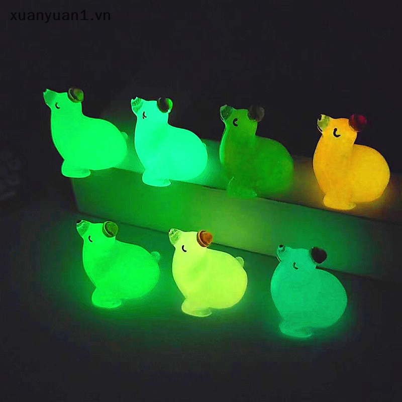 Set 2 Đồ trang trí Chú Chó Biển Mini Màu Dạ Quang Trang Trí Tiểu Cảnh