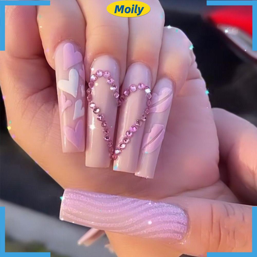 Bộ Móng Tay Giả Đầu Vuông Dạng Nhấn DIY