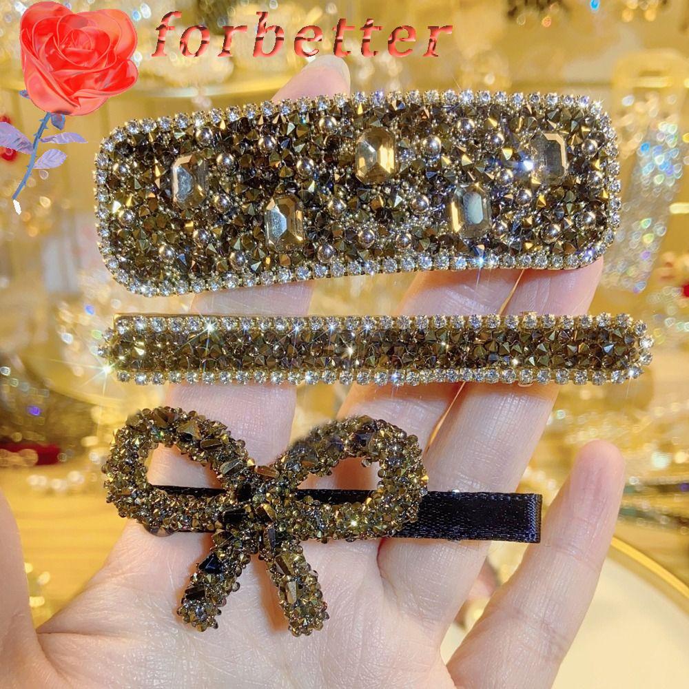 FORBETTER Kẹp Tóc Hình Nơ Đính Đá Thanh Lịch Cho Nữ