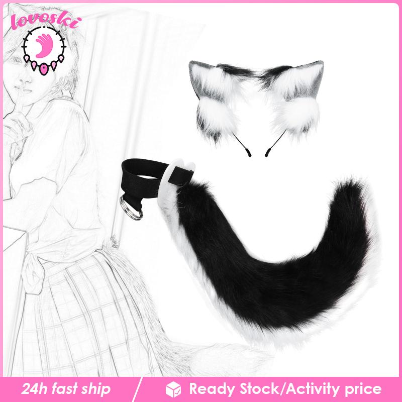 Bộ Kẹp Tóc Tai Và Đuôi Lông Giả Hóa Trang Cho Nữ