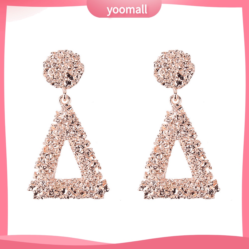 [YM] Bông Tai Kim Loại Hình Tam Giác Rỗng Phong Cách Âu Mỹ Cá Tính Thời Thượng