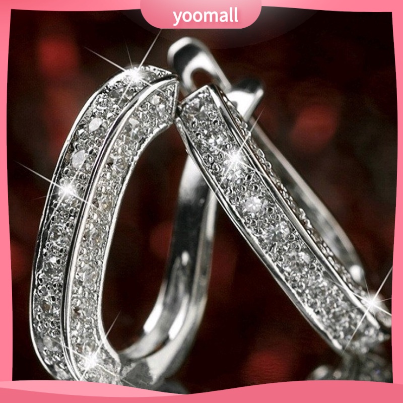 [YM] Khuyên Tai Kẹp Ba Mặt Đính Kim Cương Giả Thời Trang Mới