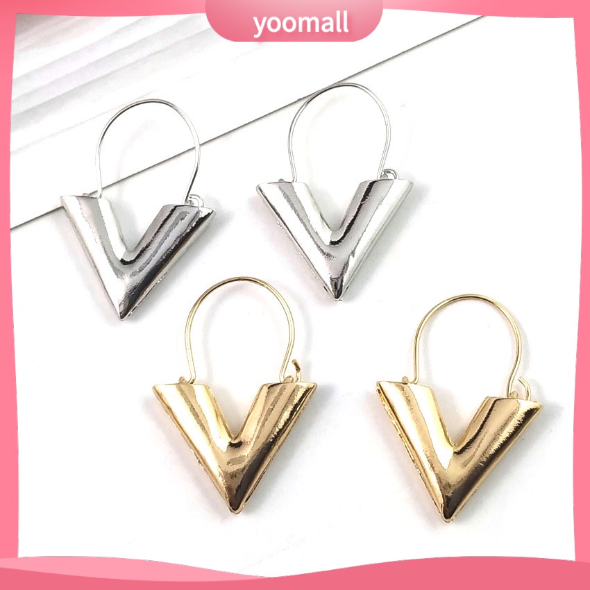 Khuyên Tai Kim Loại Hình Chữ V Thời Trang Cho Nữ