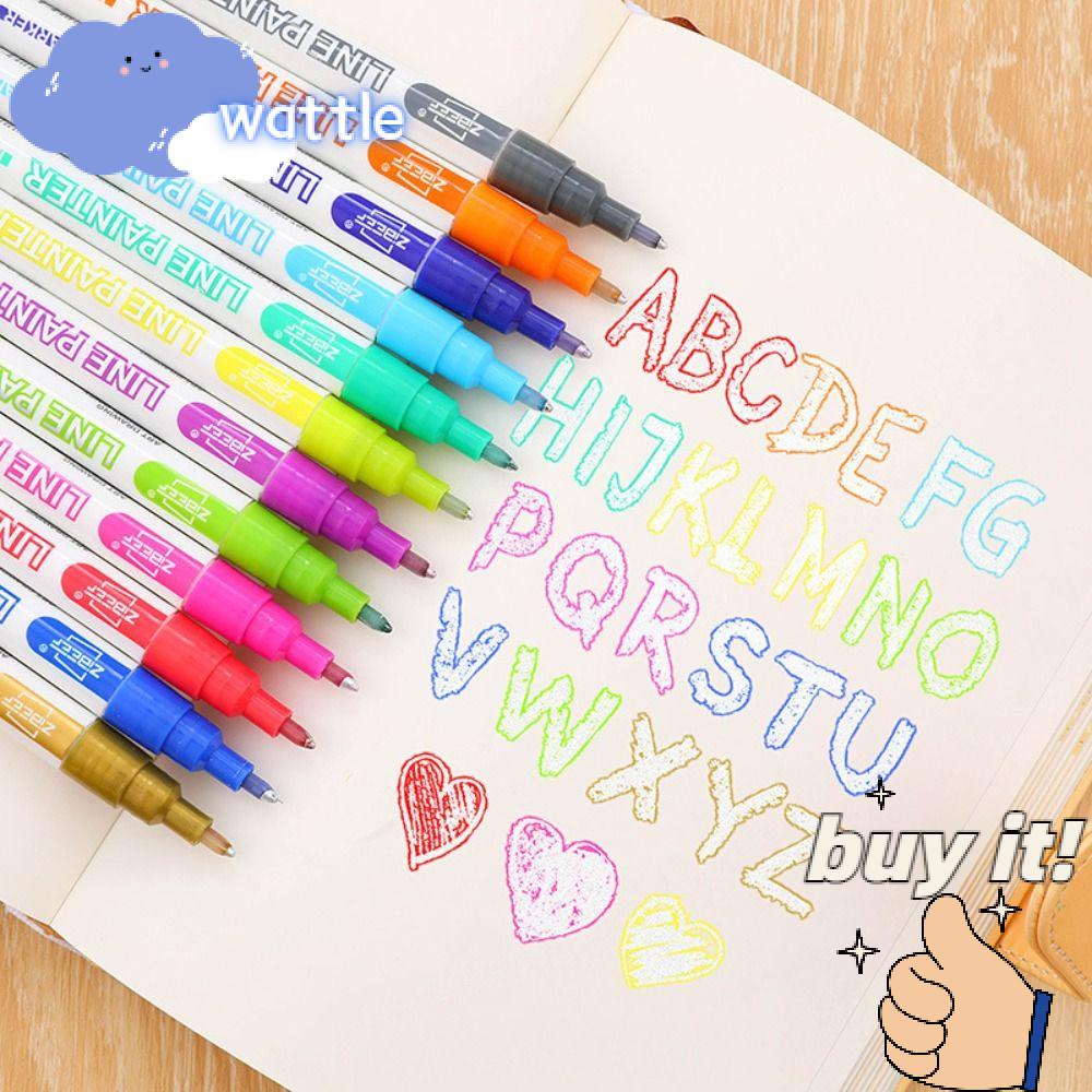 WATTLE Bút Đánh Khối 8 / 12 Màu Dạ Quang Hai Đầu Dùng Trong Văn Phòng / Trường Học