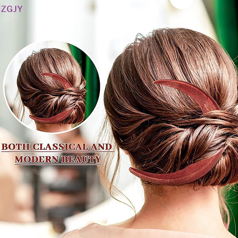 Zgjy Kẹp Tóc Hình Bán Nguyệt Màu Xanh Lá / Đỏ Phong Cách Tối Giản Hiện Đại