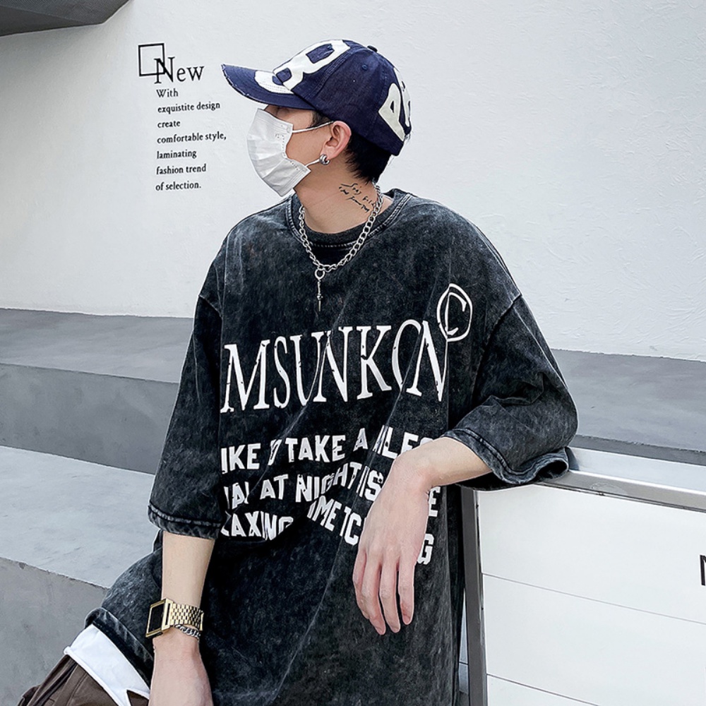 Áo Thun Nam Tay Ngắn Phong Cách Đường Phố Mỹ Cá Tính