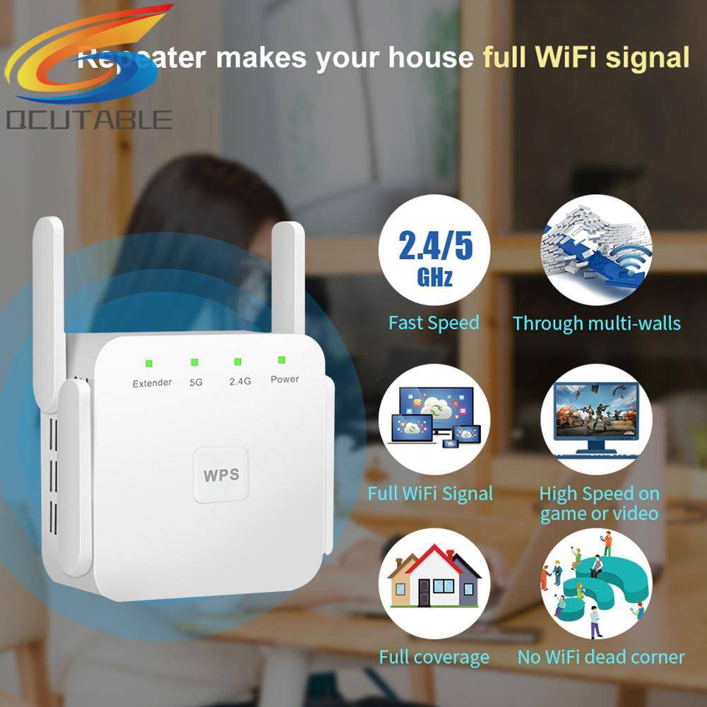 Bộ Khuếch Đại Tín Hiệu WiFi 4-Antenna 2.4GHz 5.8GHz 1200Mbps