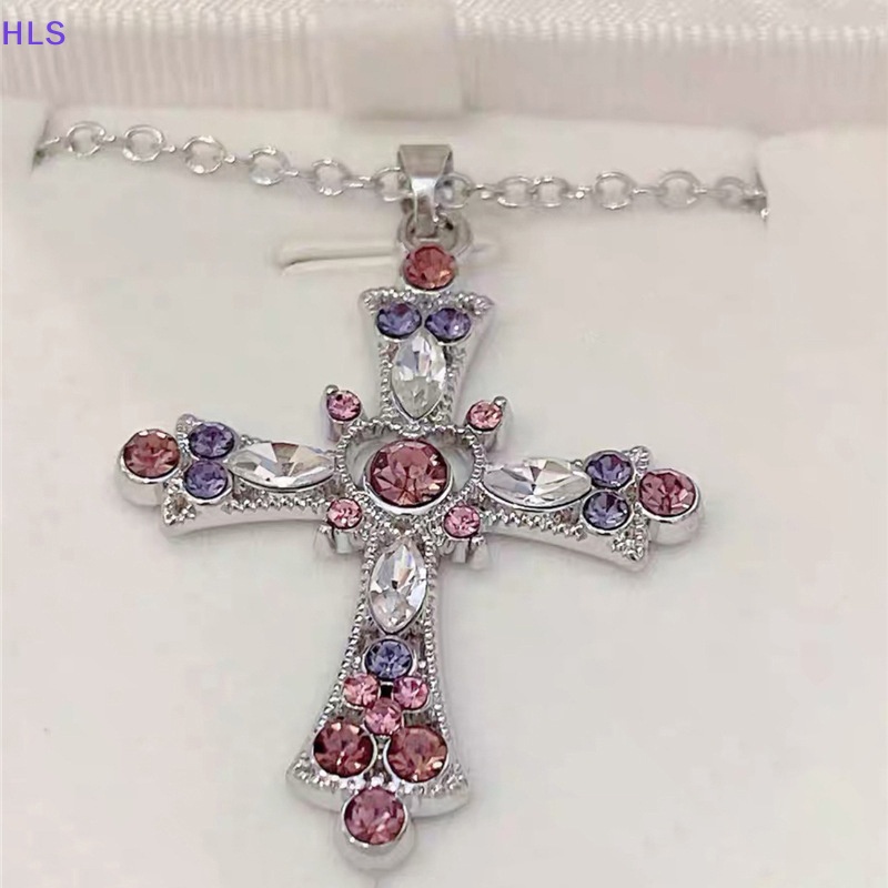 Vòng cổ Mặt Hình Thánh Giá Đính Đá Zircon Màu Tím Thời Trang Dành Cho Nữ