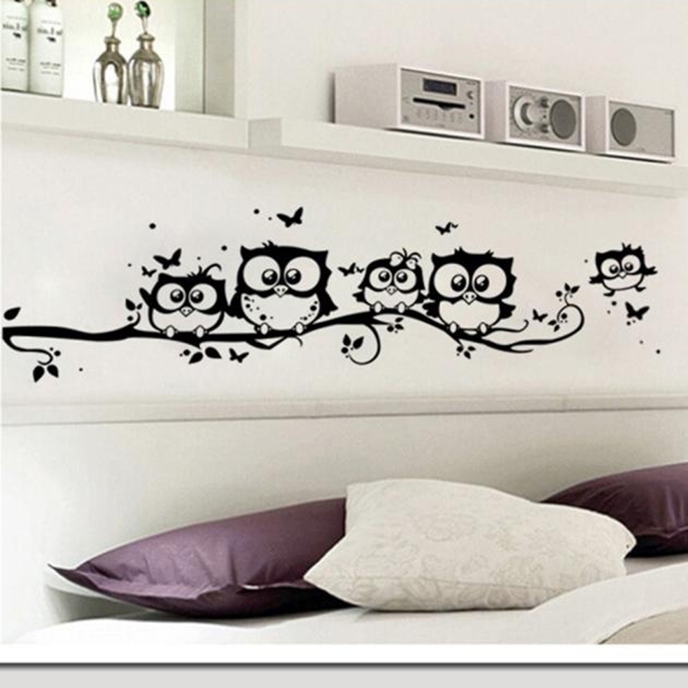 Miếng Dán Tường Trang Trí Hình Chim Cú Hoạt Hình Tháo Rời Được DIY Dành Cho Phòng Ngủ Trẻ Em