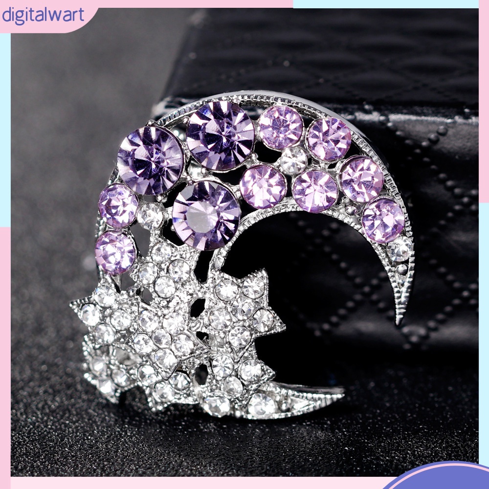 Ghim Cài Áo Hình Ngôi Sao / Mặt Trăng Đính Đá Thời Trang Cho Nữ