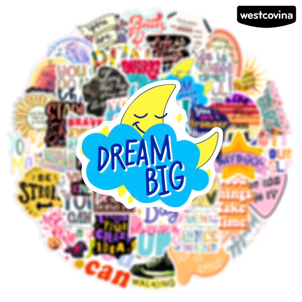 [WSTN] [WSTN]✎Bộ 50 Miếng Dán Họa Tiết Hoạt Hình Graffiti Chống Thấm Nước Không Phai Màu Tự Dính Không Bị Cảm Hứng Tiếng Anh