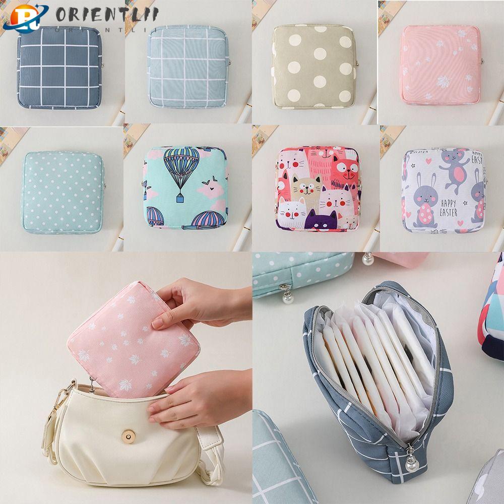 ORIENTLII Bộ 2 Túi Đựng Khăn Giấy Vệ Sinh Hoặc Đồ Trang Điểm Bằng Vải Cotton Nhỏ Gọn Tiện Lợi