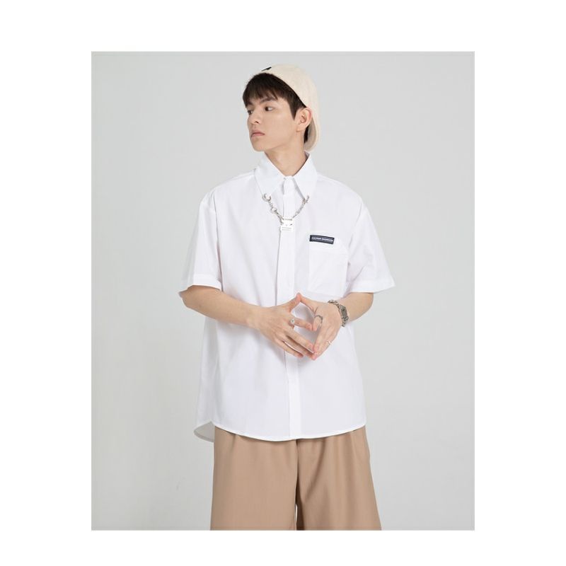 Áo Sơ Mi Ngắn Tay Dáng Rộng Thời Trang Mùa Hè 2023 Giản Dị Dành Cho Nam