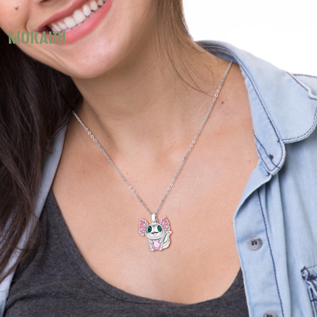 [Mok Abh] Vòng cổ Mặt Hình Trái Tim Đính Đá Lấp Lánh Có Thể Điều Chỉnh Trang Sức Thời Trang Cho Nữ