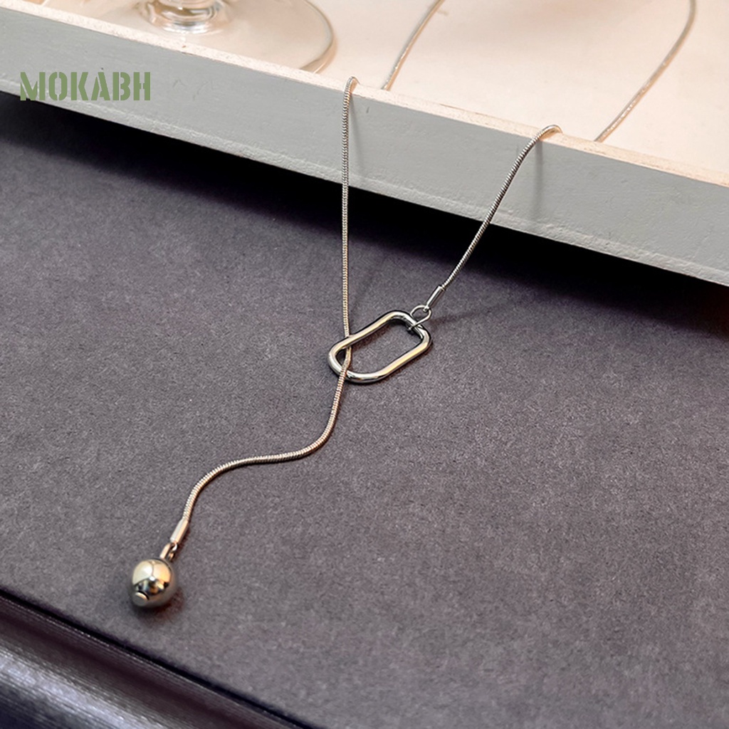 [Mok Abh] Dây Chuyền Dạng Chuỗi Hạt Tròn Mạ Điện Thanh Lịch Đơn Giản Thời Trang Thu Đông Cho Nữ