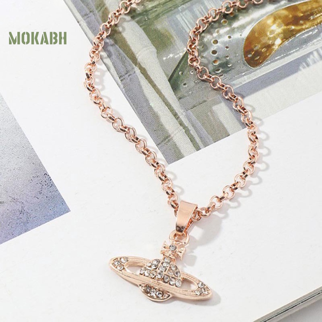 [Mok Abh] Vòng cổ Mặt Hình Hành Tinh Đính Kim Cương Giả Ngắn Chống Oxy Hóa Có Thể Điều Chỉnh Trang Phục Nữ