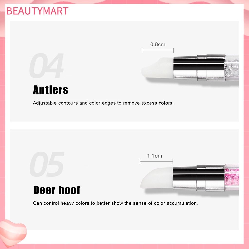 Set 5 Bút Trang Trí Móng Hai Đầu Bằng Silicon Mềm Thoải Mái Đa Năng Cho Salon