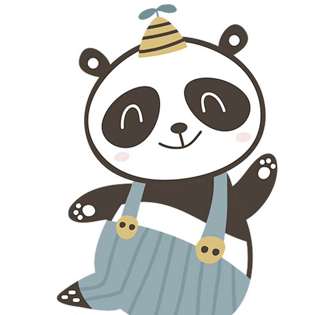 Miếng Dán Tường Bằng PVC Tự Dính Họa Tiết Gấu Trúc Hoạt Hình Trang Trí Phòng Bé