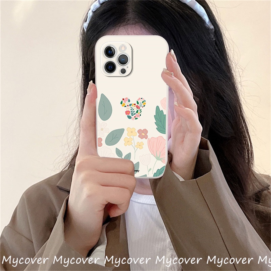 Ốp Điện Thoại Silicon Mềm Họa Tiết Chuột Mickey / Hoa Đơn Giản Cho iPhone 11 13 12 14 Pro Max X XR Xs Max 6 7 8 Plus