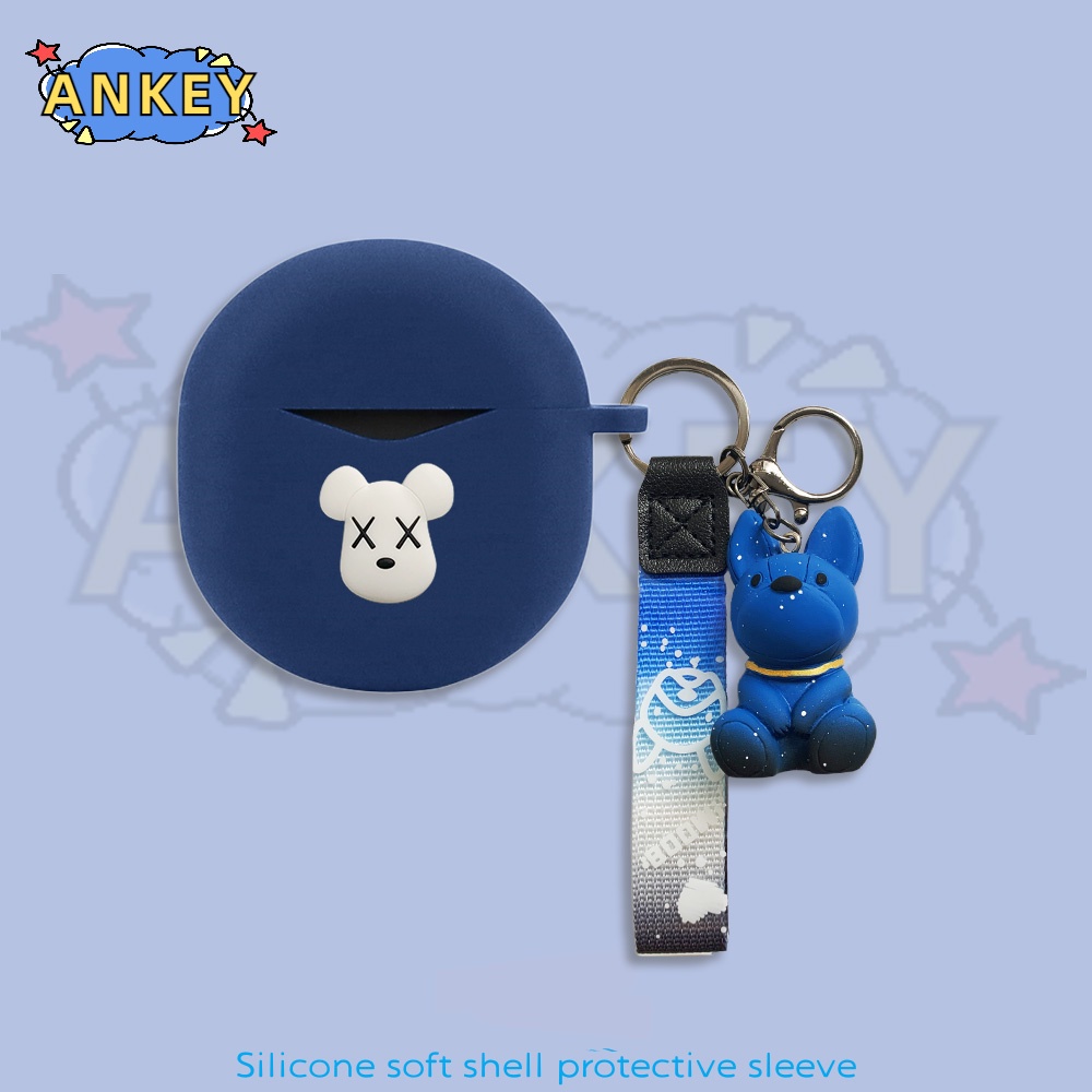 For SoundPEATS Air 4 / Air 3 Deluxe / Capsule 3 Pro Earphone Silicone Case Blue Kaws Earbuds Protective Headphone Cover Headset Skin with Pendant