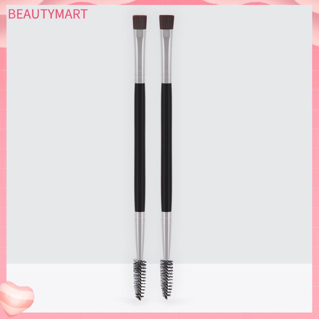 Set 2 Cọ Trang Điểm Lông Mi Thiết Kế Xoắn Ốc Màu Bạc / Đen Thiết Kế Tay Cầm Bằng Gỗ Tiện Lợi Dành Cho Nữ