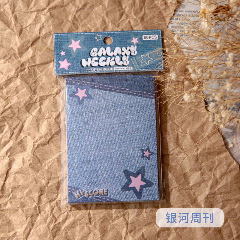 Sổ Ghi Chú Tự Dính Vải Denim Họa Tiết Hoạt Hình Dễ Thương Note