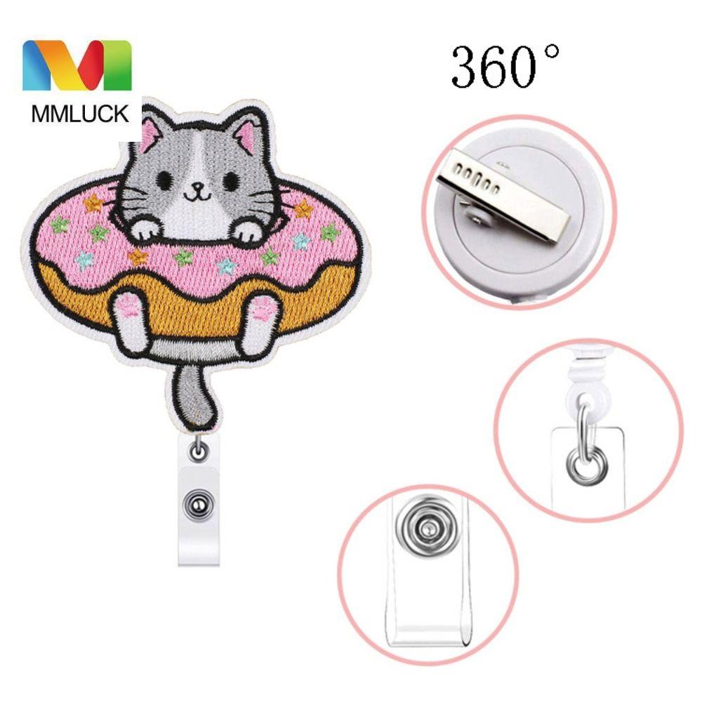 Giá Đỡ Thẻ ID / IC Thêu Hình Mèo Dễ Thương Xoay 360 Độ Tiện Dụng