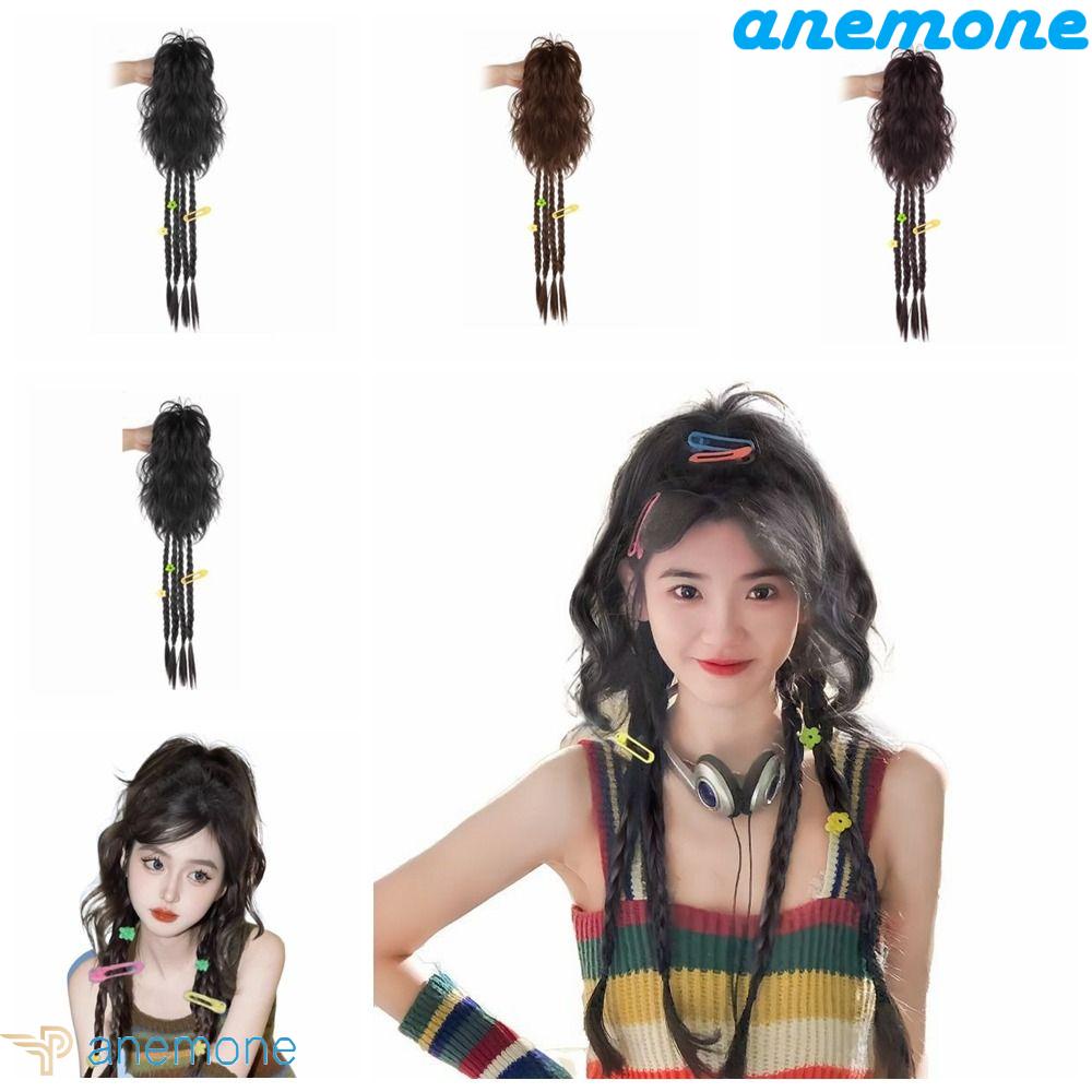 Tóc Giả Ngắn Xoăn Màu Đen Có Kẹp Càng Cua Cách Nhiệt Cho Đuôi Ngựa