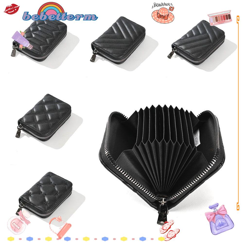 BEBETTERM Ví Da PU Đựng Thẻ Có Khóa Kéo Dành Cho Nữ Giá Đỡ