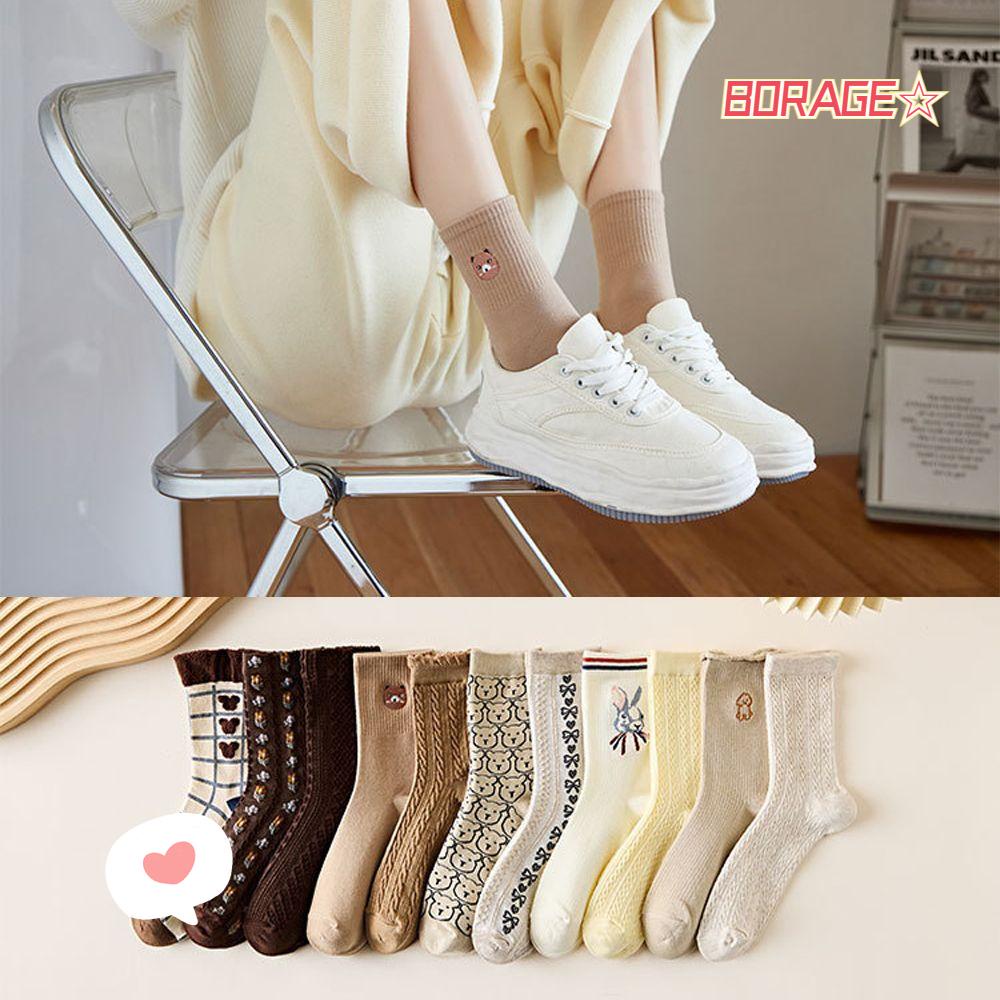 BORAG Tất Cotton Hoạ Tiết Hoạt Hình Phong Cách Harajuku