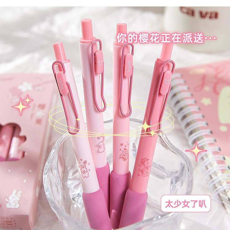 Set bút LOPET LP01 4c bút gel đen 0.5mm 4 màu Dành Cho Văn Phòng Sinh viên Học Sinh, set bút bi dễ thương có đệm tay