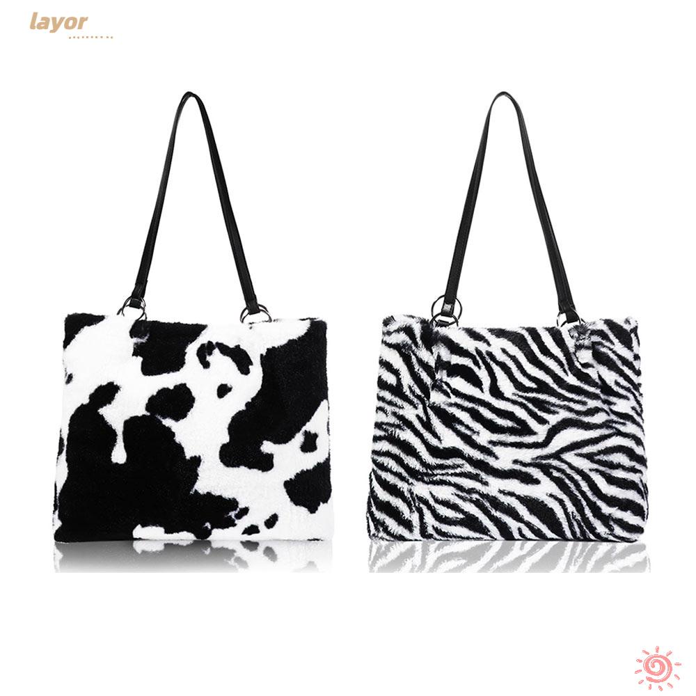 LAY Túi Đeo Chéo Phủ Lông Mềm Thời Trang Mùa Đông Sành Điệu