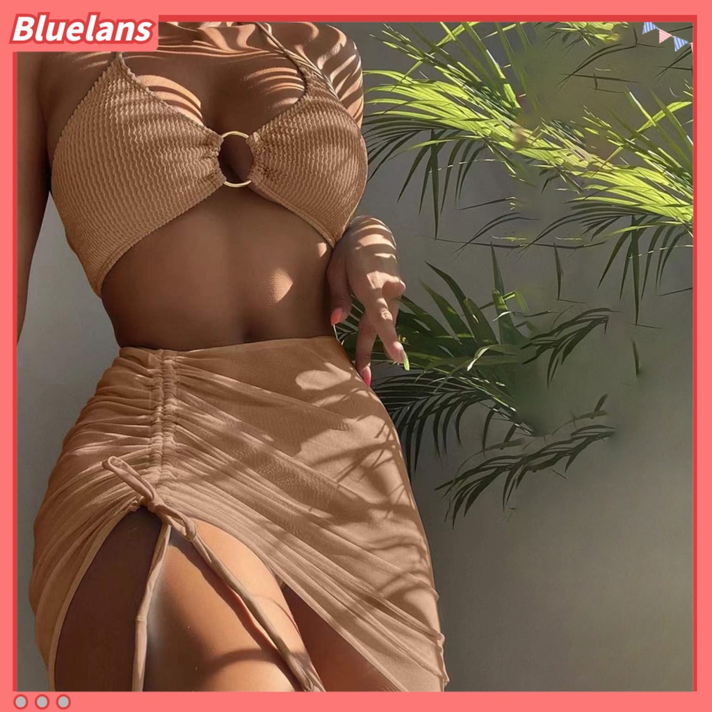 Bộ Bikini 3 Mảnh Hở Lưng Có Dây Rút Gợi Cảm Cho Nữ