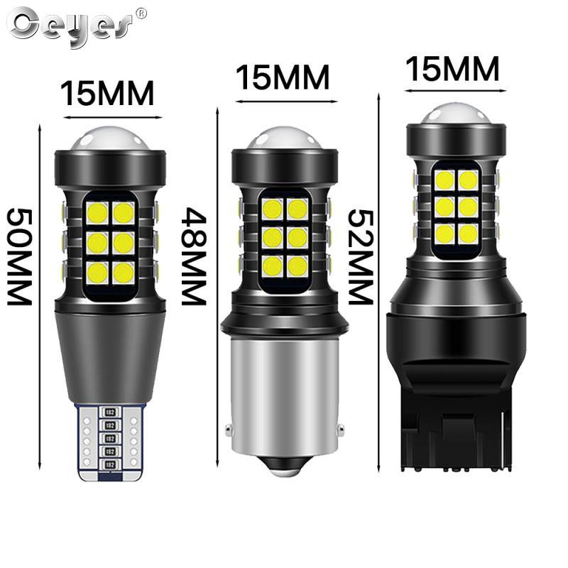 Set 2 Đèn LED Tín Hiệu 1156 P21W BA15S 7440 W21W 12V T15 W16W 3030 Ánh Sáng Trắng Dành Cho Ô Tô