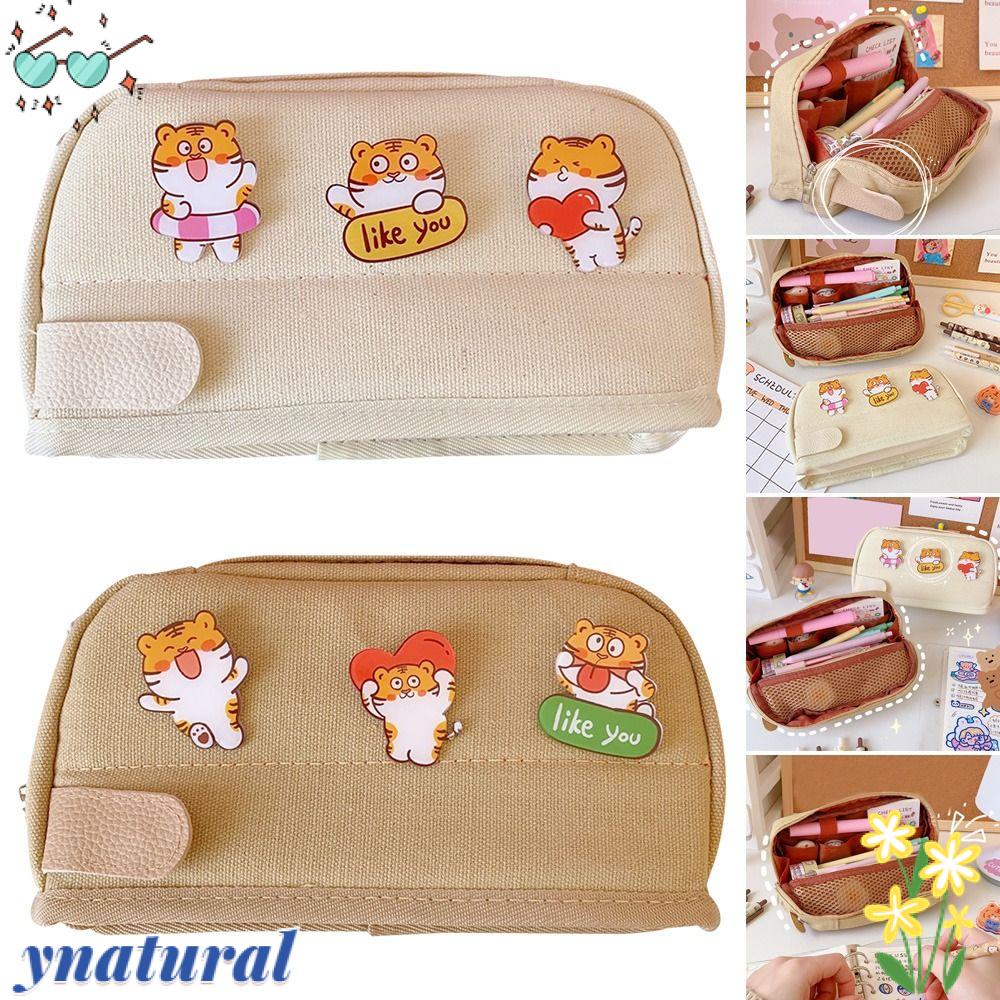 YNATURAL Túi Đựng Bút Vải Canvas Đa Năng Tiện Dụng Cho Học Sinh