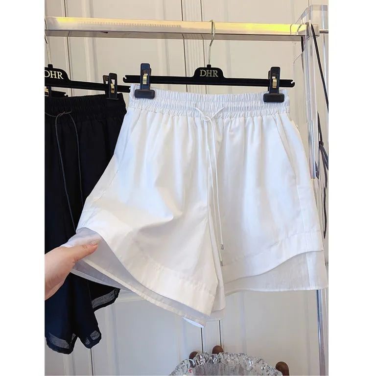 Quần Short Mỏng Ống Rộng Ghép Vải Sợi Tencel Phong Cách Mới Dễ Phối Đồ