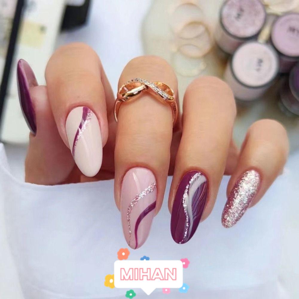 MIHAN1 Set 24 Móng Tay Giả Có Thể Tháo Rời MIHAN1