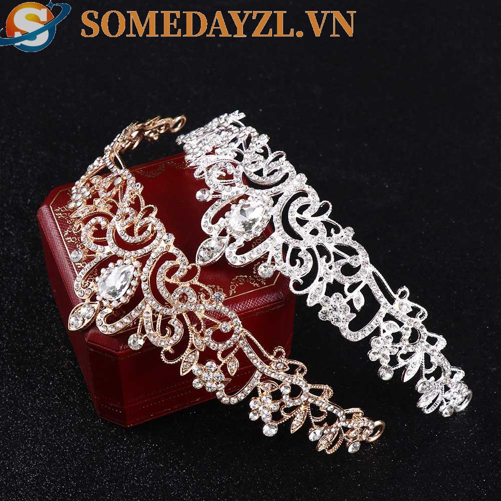 SOMEDAYZL Vương Miện Hợp Kim Đính Đá Thời Trang Hàn Quốc